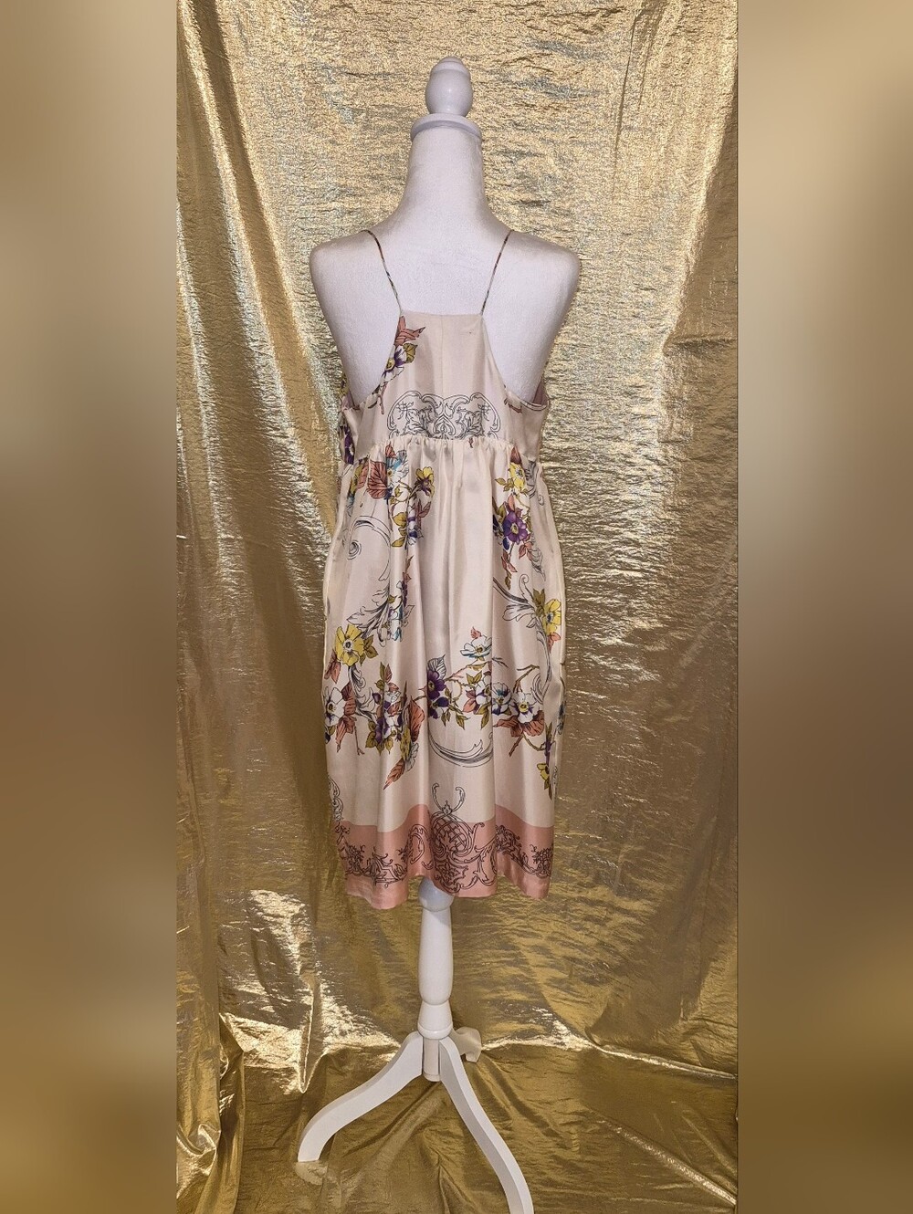 Nicole Miller Studio Silk Floral Slip Dress in Blush and Lavender - Picture 2 of 4